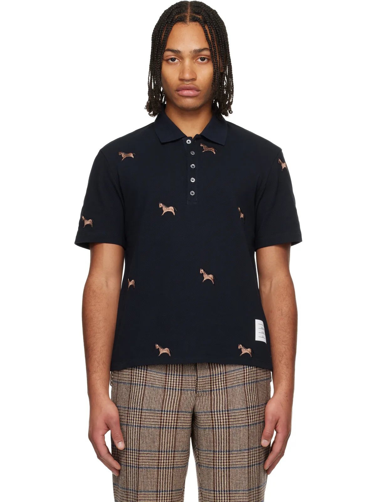 Thom Browne Horse Half Drop Embroidery 半袖ポロシャツ - 画像1