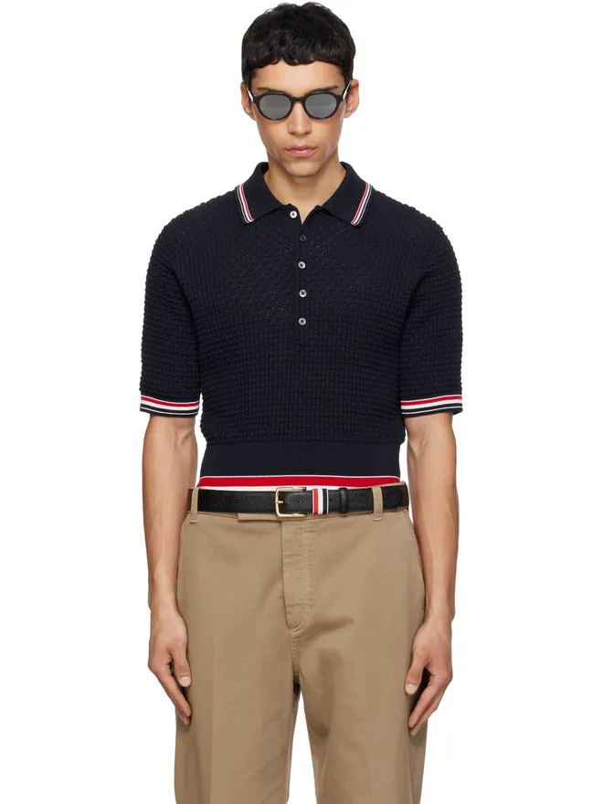 Thom Browne Thom Browne Float Ripple Stitch RWB ライン ポロシャツの商品画像
