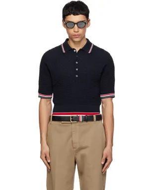 Thom Browne Float Ripple Stitch RWB ライン ポロシャツ - サムネイル1