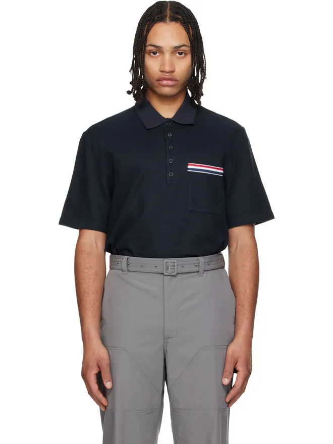 Thom Browne Thom Browne Short Sleeve Pocket Polo RWB Embroidery ポロシャツの商品画像