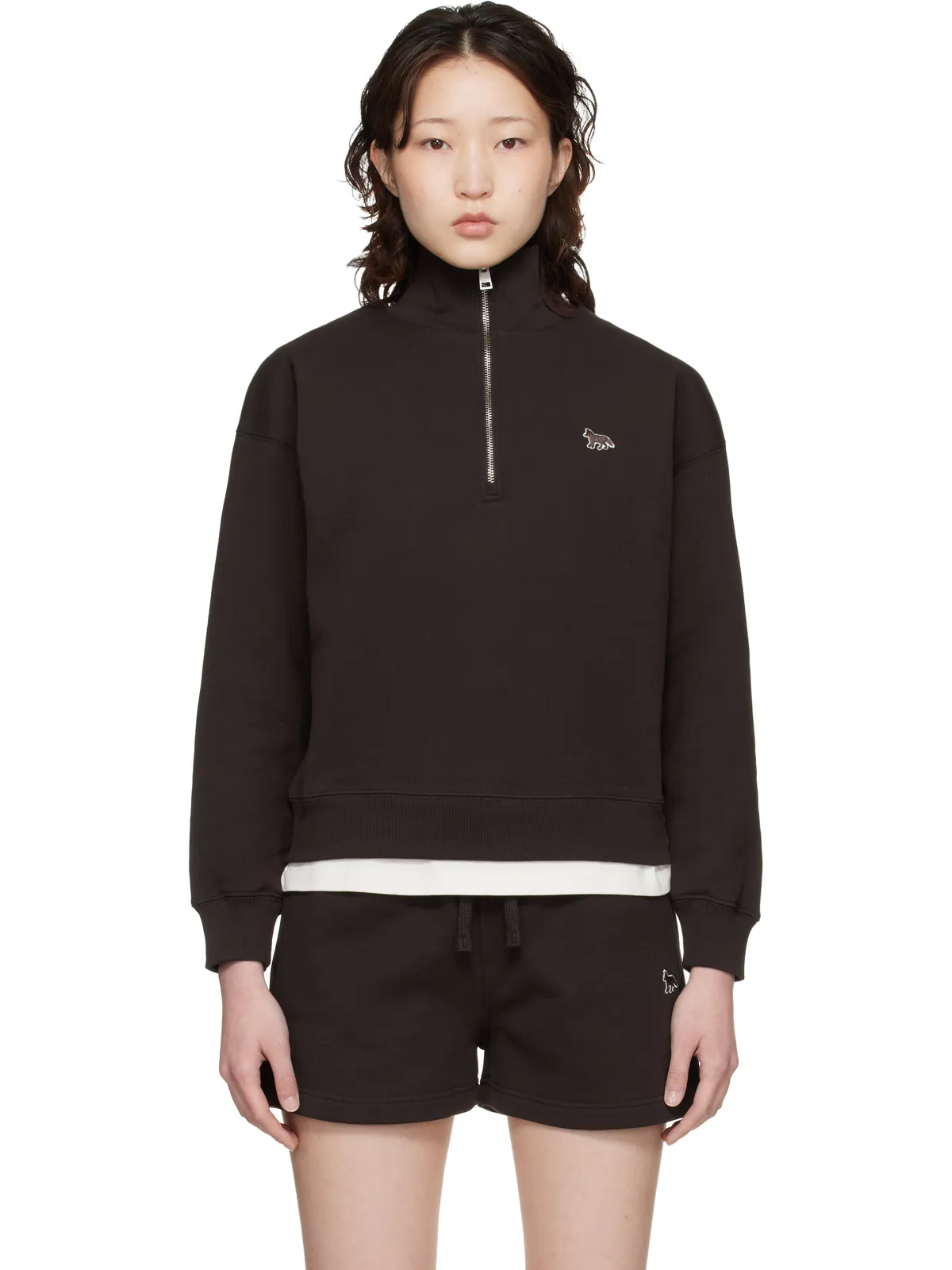 Maison Kitsuné ベビーフォックス ハーフジップ スウェットシャツ - 画像1