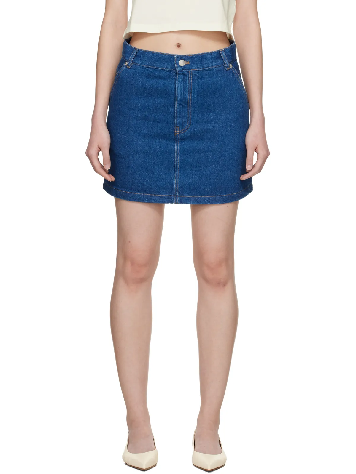 Maison Kitsuné ハイウエスト デニム ミニスカート - 画像1