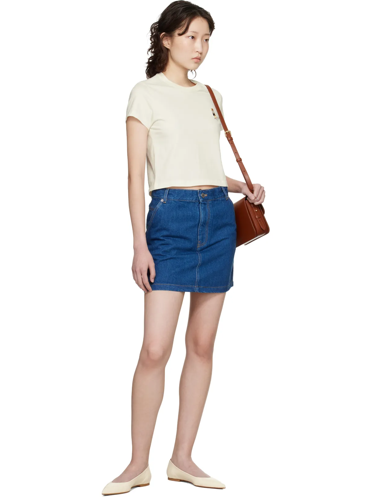 Maison Kitsuné ハイウエスト デニム ミニスカート - 画像4