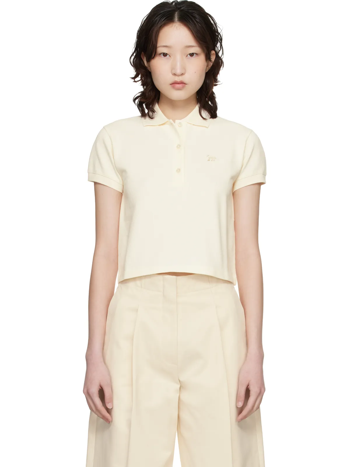 Maison Kitsuné ベビーフォックス クロップド ポロシャツ - 画像1
