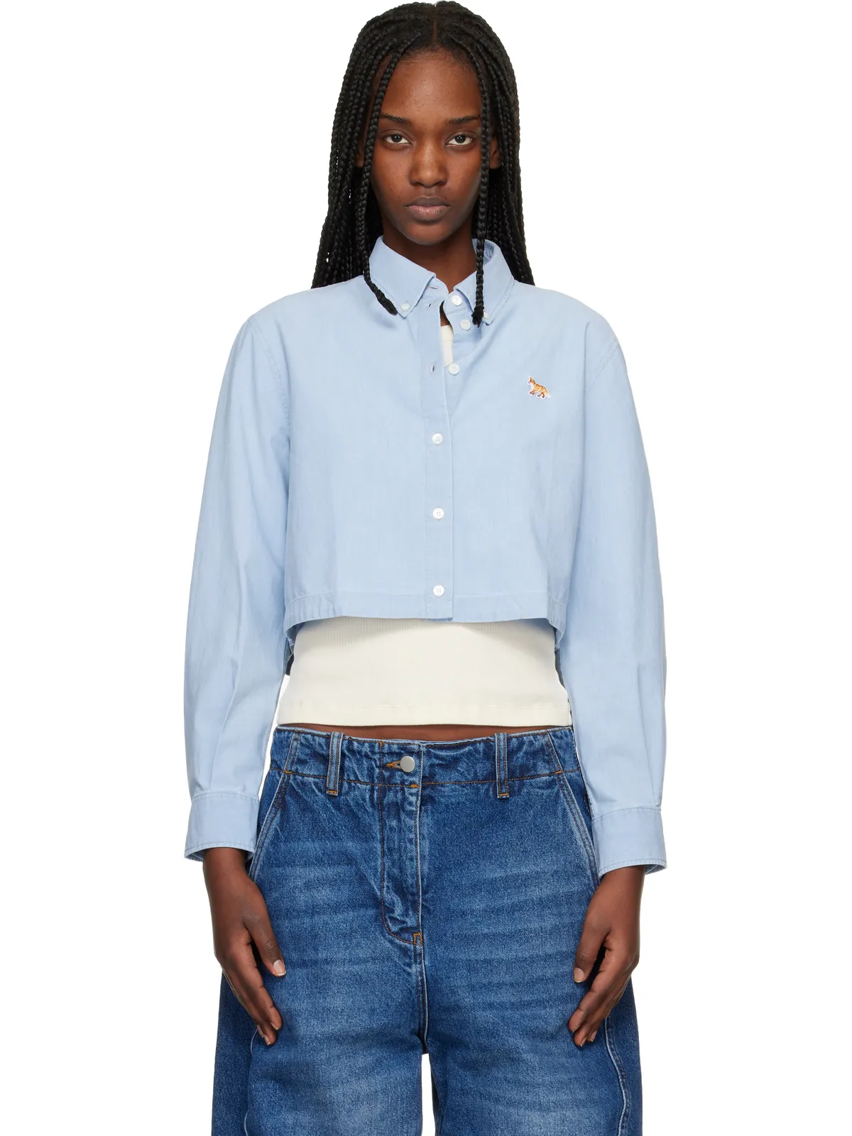 Maison Kitsuné ベビーフォックス クロップド シャツ - 画像1