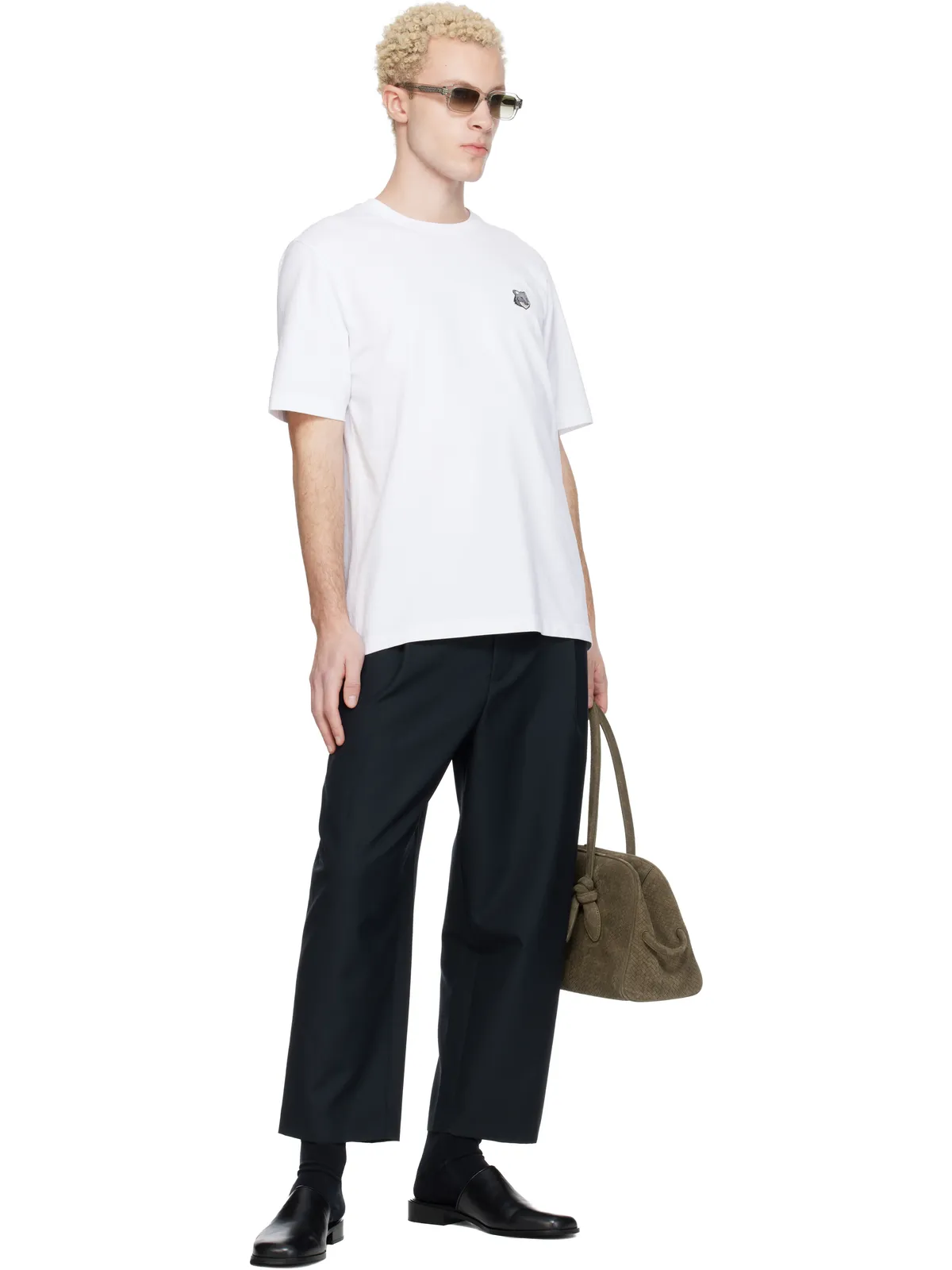 Maison Kitsuné クロップド タックパンツ - 画像4