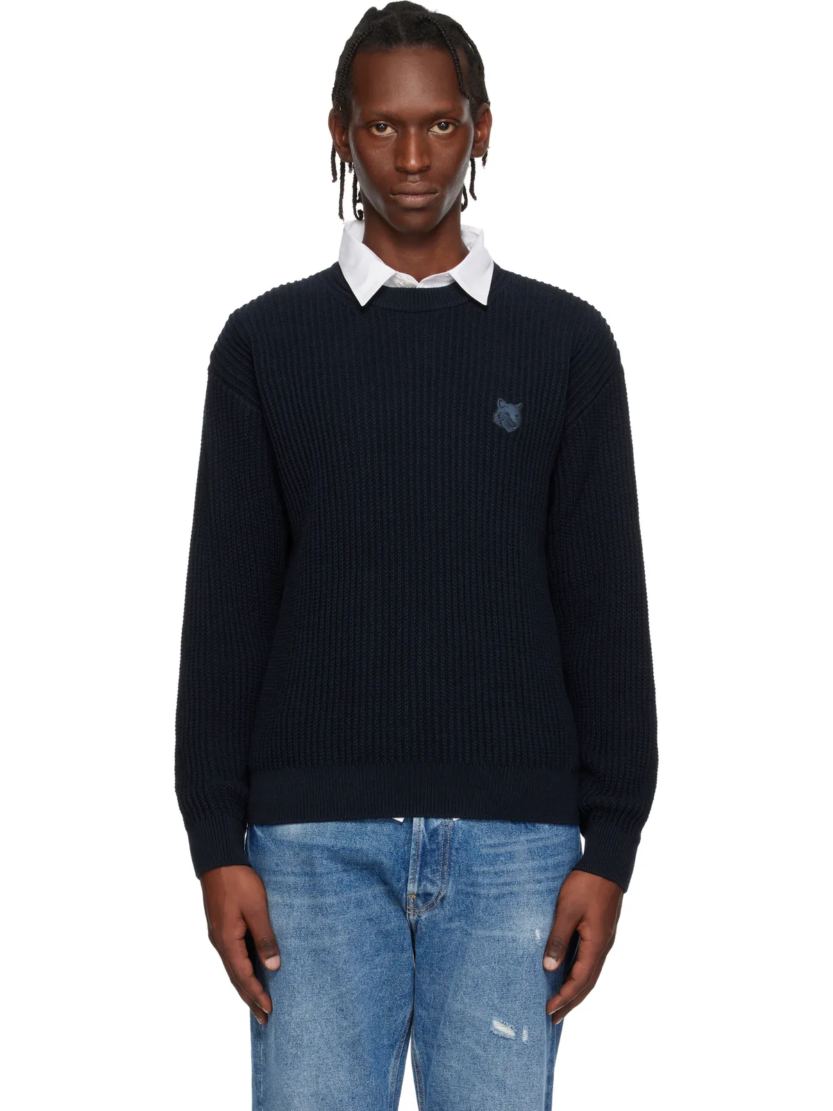 Maison Kitsuné フォックスヘッド コットンリブ セーター - 画像1