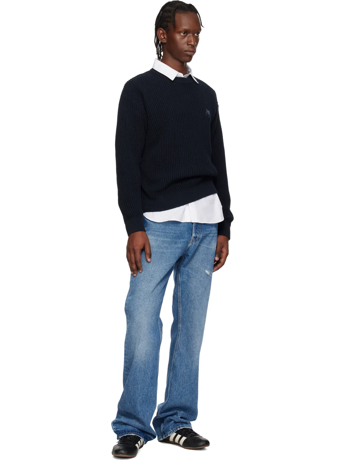 Maison Kitsuné フォックスヘッド コットンリブ セーター - 画像4