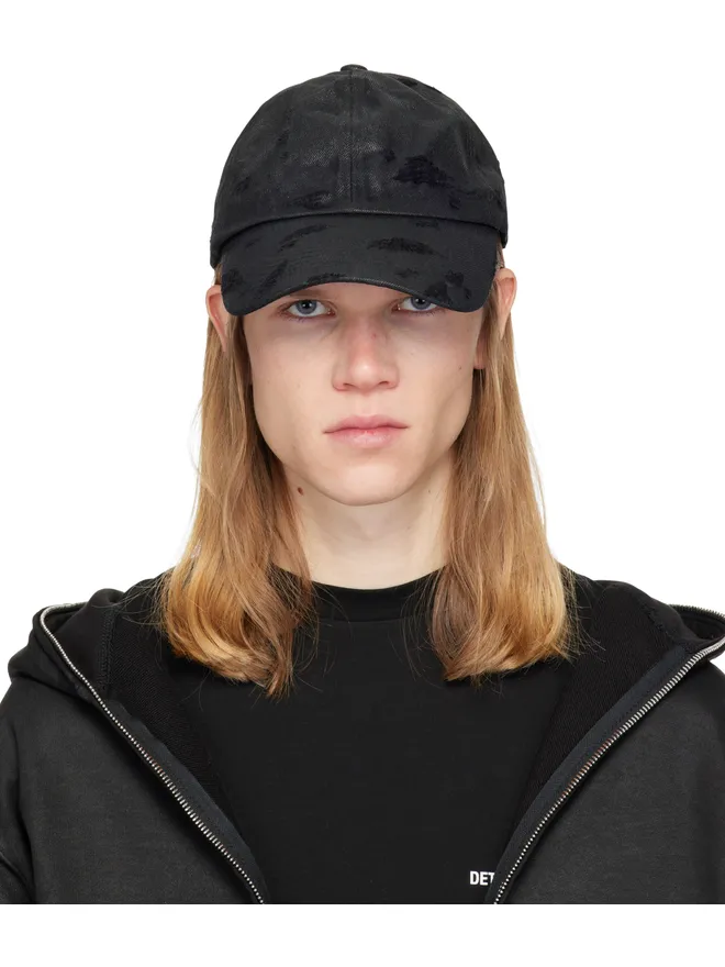 DET BLEV SENT DET BLEV SENT ディストレス ワックス デニム キャップの商品画像
