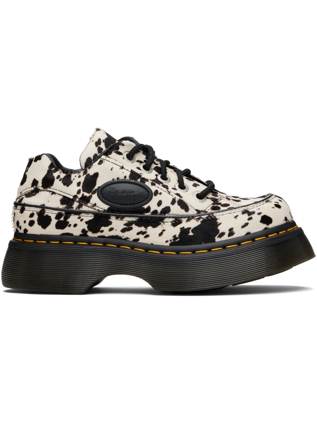 Dr. Martens Buzz 5-Eye Dalmatian Hair On Leather ダービー - 画像1