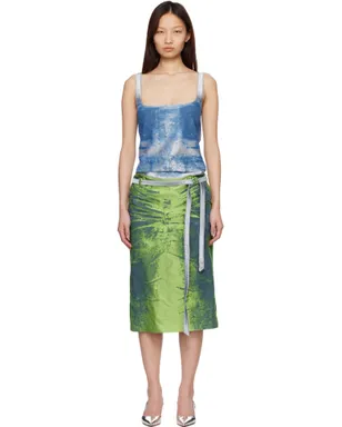 Diesel Open-Back Apron サテン デニム ミディアムワンピース - サムネイル1