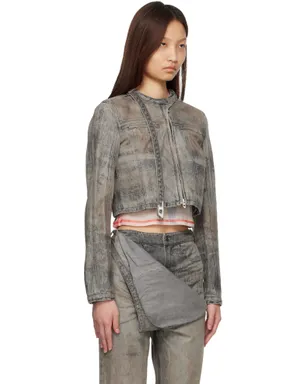 Diesel クロップド コットン ヘンプ サテン デニムジャケット - サムネイル2