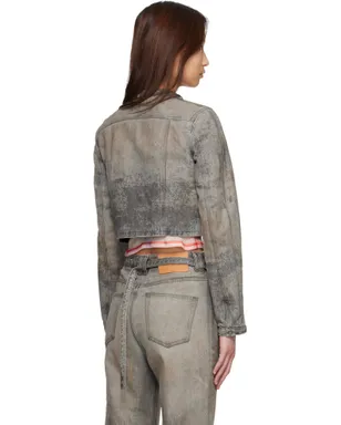 Diesel クロップド コットン ヘンプ サテン デニムジャケット - サムネイル3