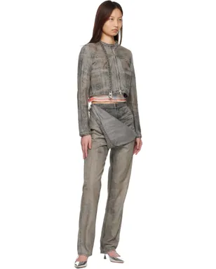 Diesel クロップド コットン ヘンプ サテン デニムジャケット - サムネイル4