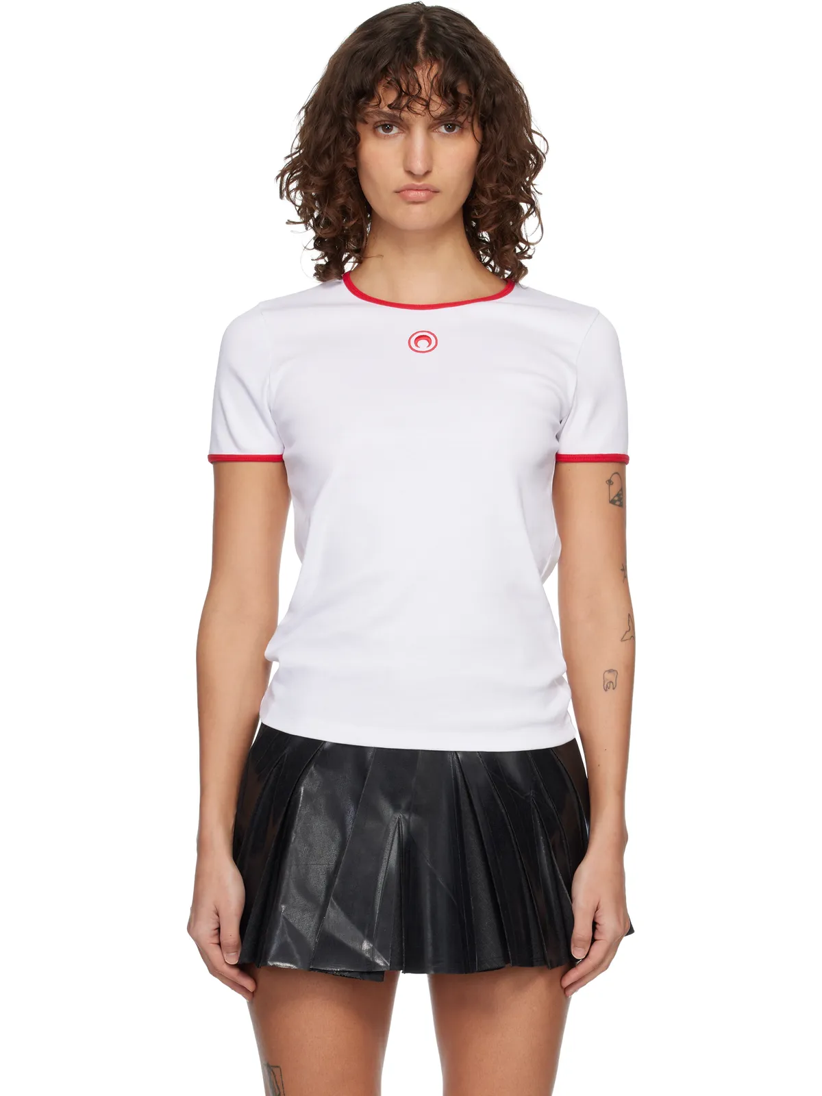Marine Serre Moon Logo Bicolor ベビーフィット Tシャツ - 画像1