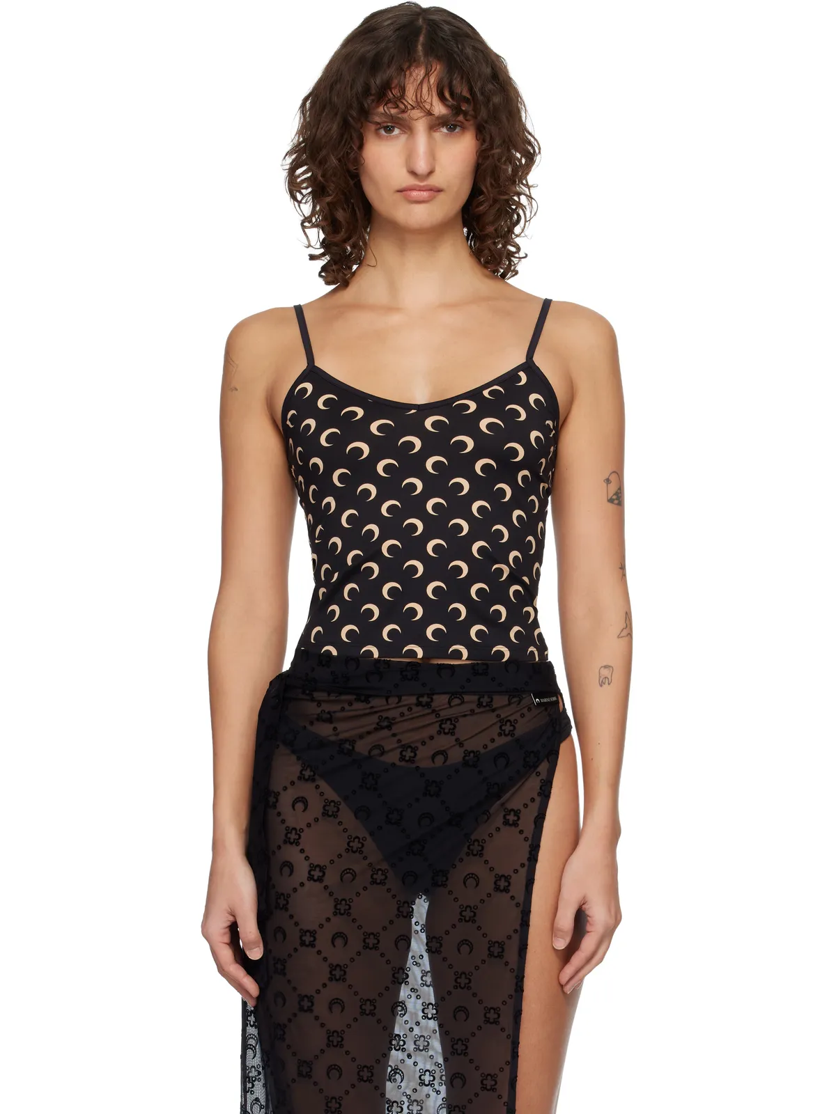 Marine Serre Moon Printed Jersey Straps キャミソール - 画像1