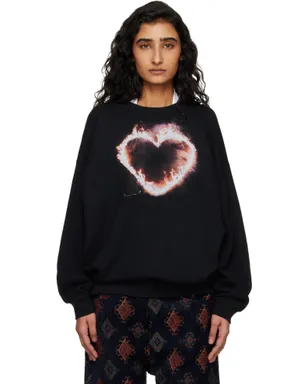 R13 Flaming Heart オーバーサイズ クルーネック スウェットシャツ - サムネイル1