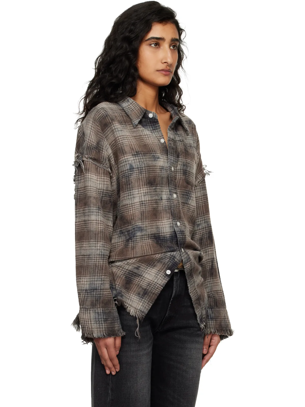 R13 Shredded Seam Drop Neck シャツ - 画像2