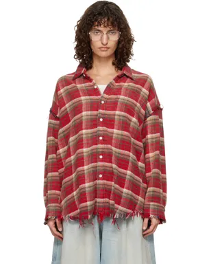 R13 SSENSE限定 Shredded Seam Drop Neck シャツ - サムネイル1