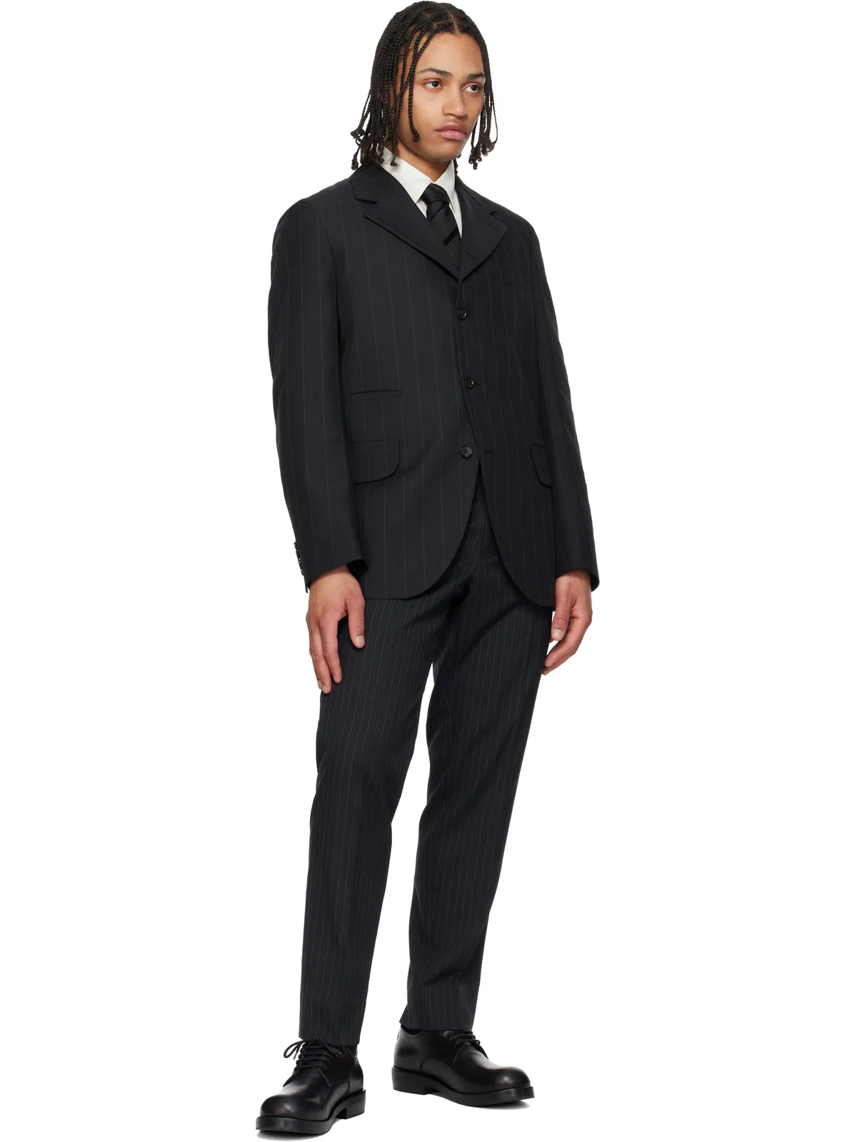 Comme des Garçons Homme Deux シルク 千鳥格子 ストライプ ネクタイ - 画像3