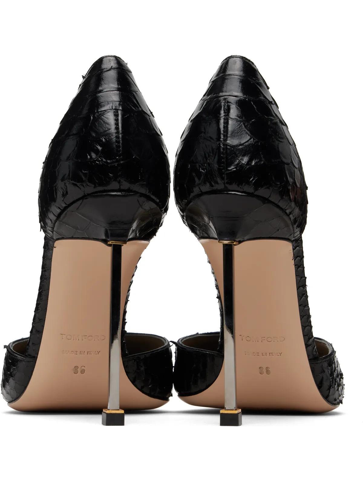 TOM FORD ブラック Semi Shiny Printed Python Spire D'Orsay ヒール - 画像2