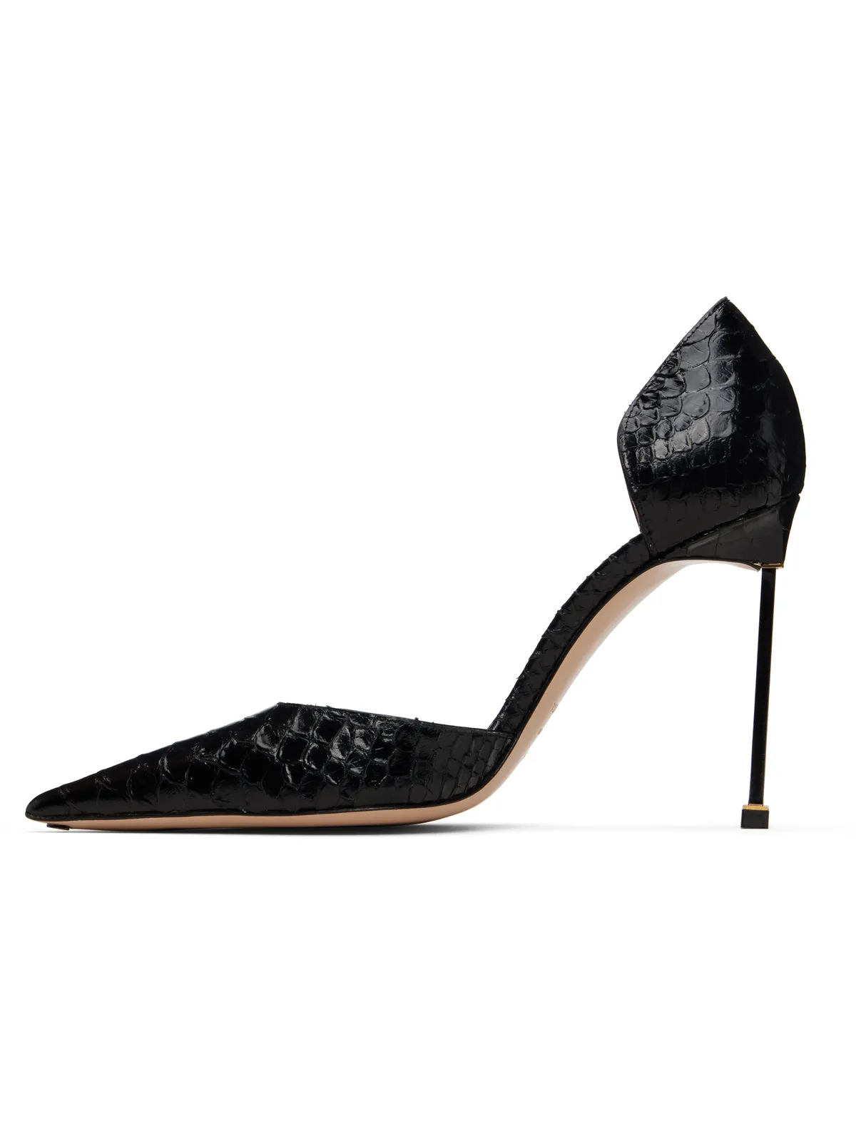TOM FORD ブラック Semi Shiny Printed Python Spire D'Orsay ヒール - 画像3