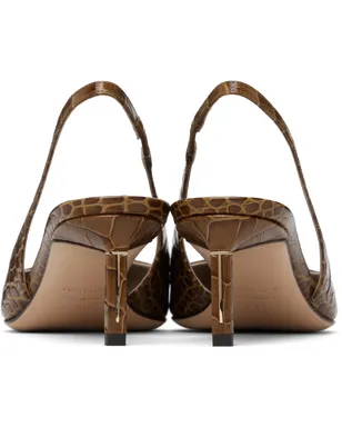 TOM FORD カーキ Shiny Stamped Crocodile T スリングバックヒール - サムネイル2