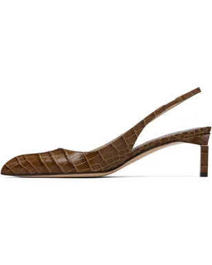TOM FORD カーキ Shiny Stamped Crocodile T スリングバックヒール - サムネイル3
