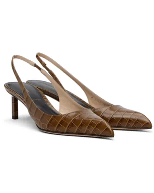 TOM FORD カーキ Shiny Stamped Crocodile T スリングバックヒール - サムネイル4