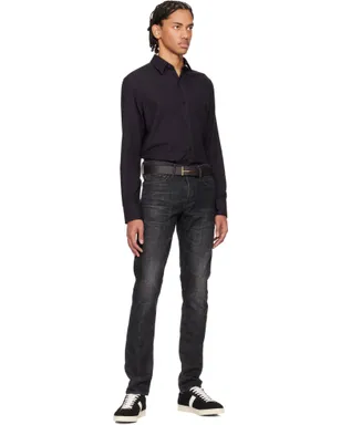 TOM FORD ブラウン＆Black T リバーシブル グレインレザー スリム ベルト - サムネイル2