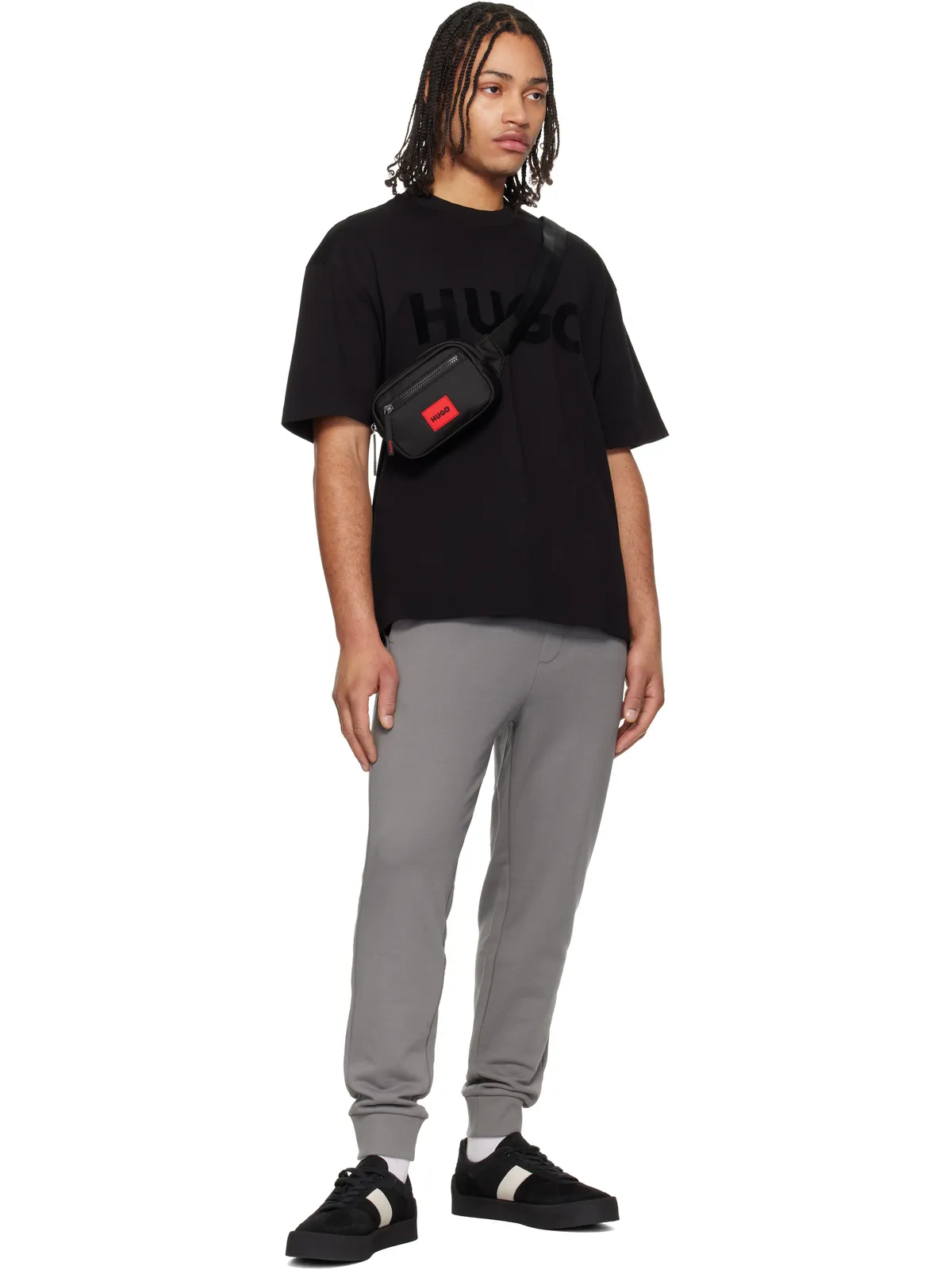 Hugo Cuffed Cotton Terry Logo-Print スウェットパンツ - 画像4