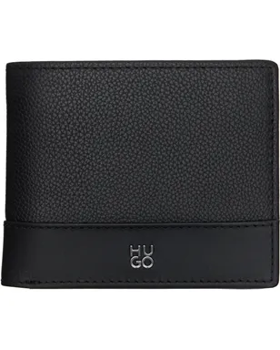 Hugo スタックロゴ レザー 中ベラ付き二つ折り財布 - サムネイル1