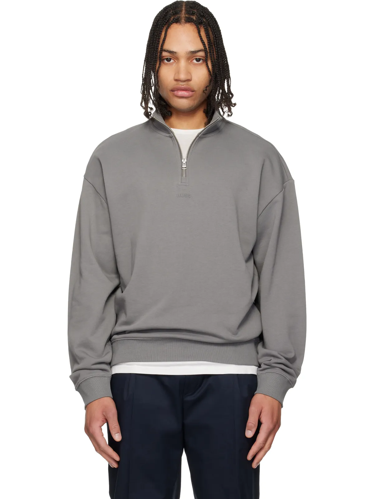Hugo Cotton Terry Logo-Print スウェットシャツ - 画像1