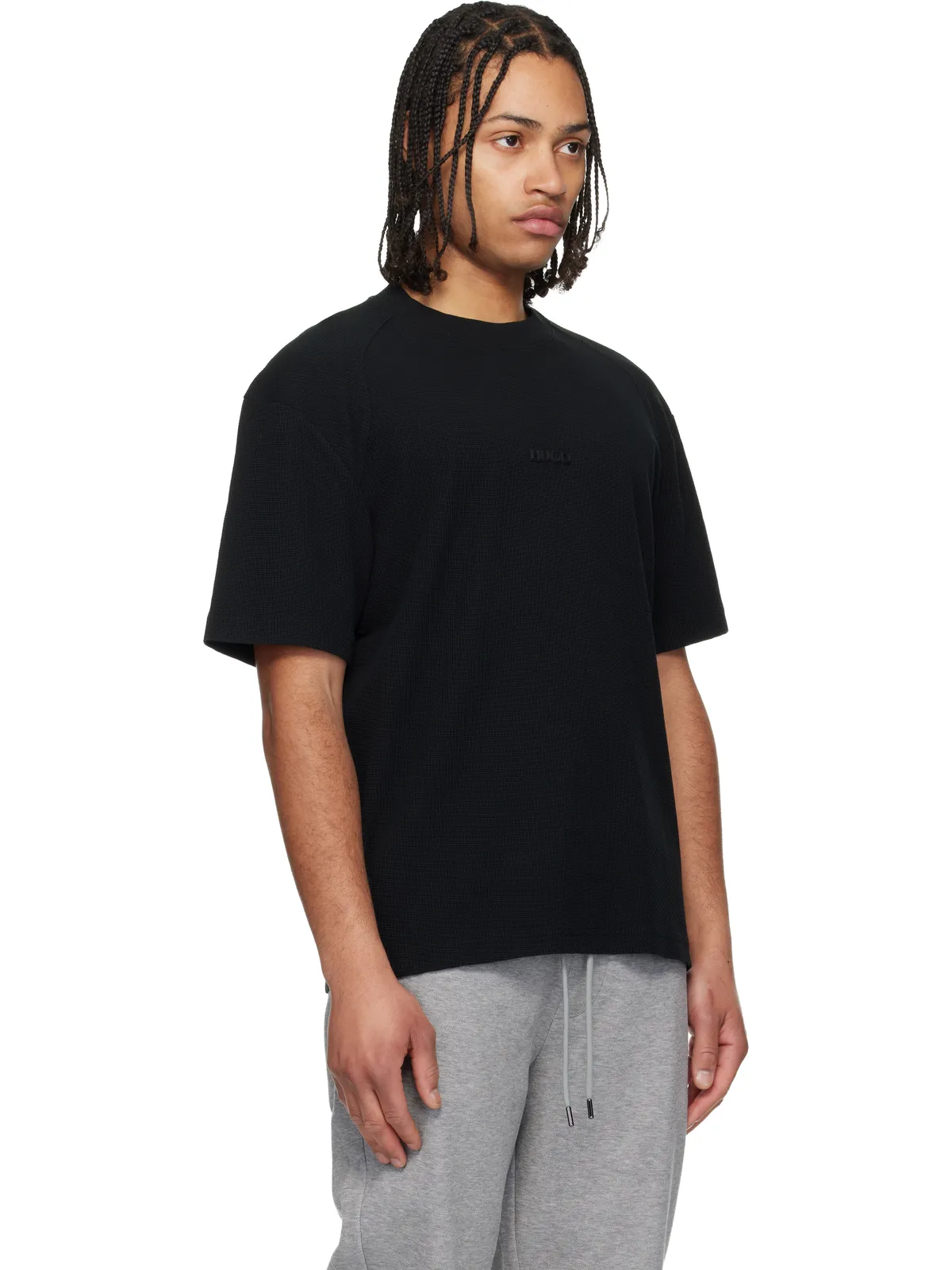 Hugo Waffle-Structured コットン Tシャツ - 画像2