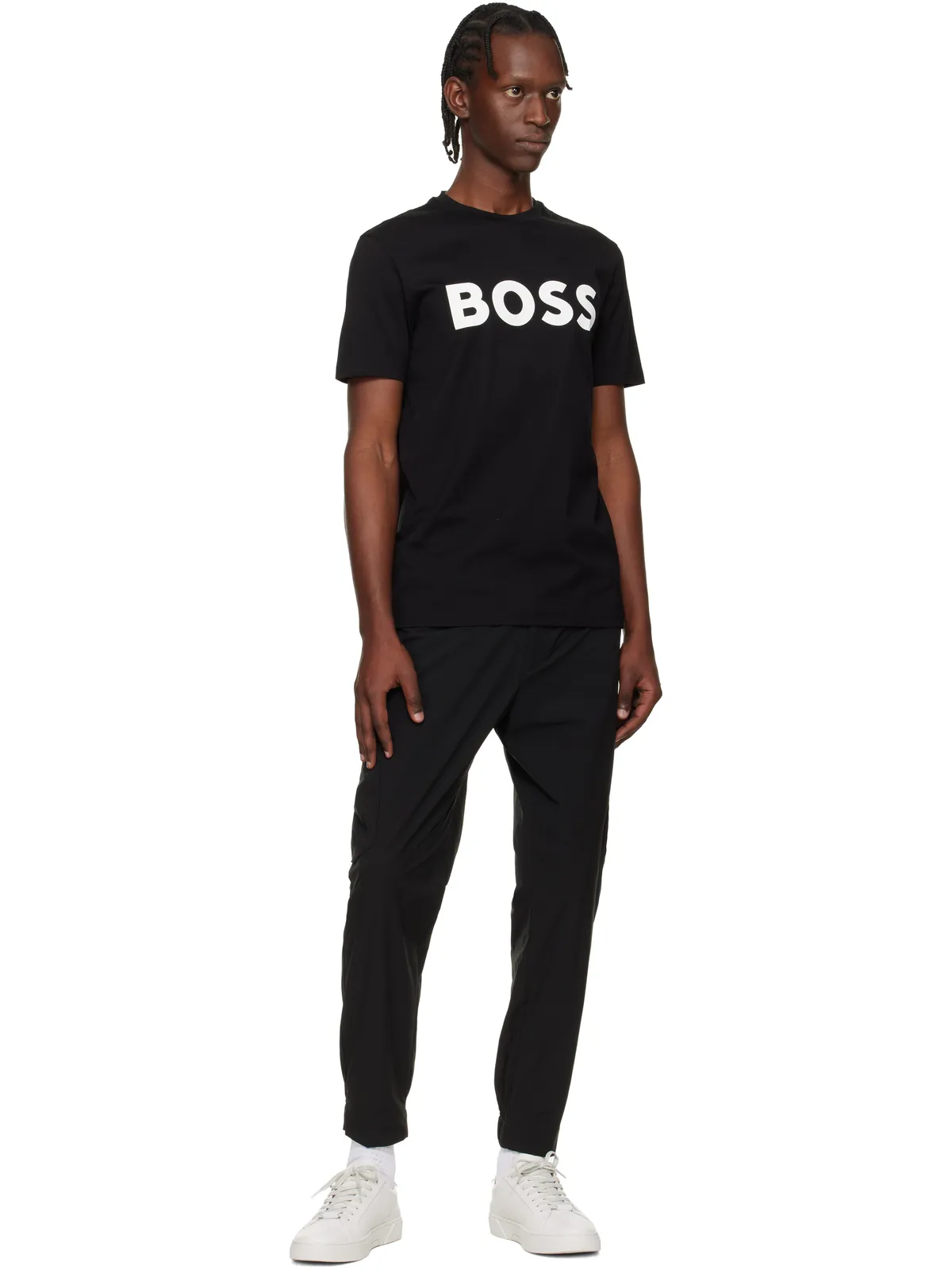 BOSS ブラック テーパードフィット カーゴパンツ - 画像4