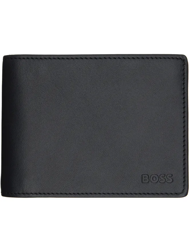 BOSS BOSS エンボスロゴ レザー 中ベラ付き二つ折り財布の商品画像
