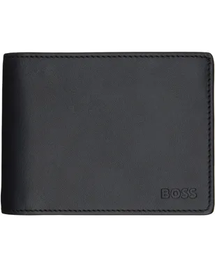 BOSS エンボスロゴ レザー 中ベラ付き二つ折り財布 - サムネイル1
