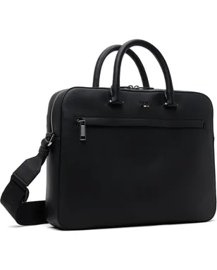 BOSS Signature Stripe Logo Leather ドキュメント ブリーフケース - サムネイル2