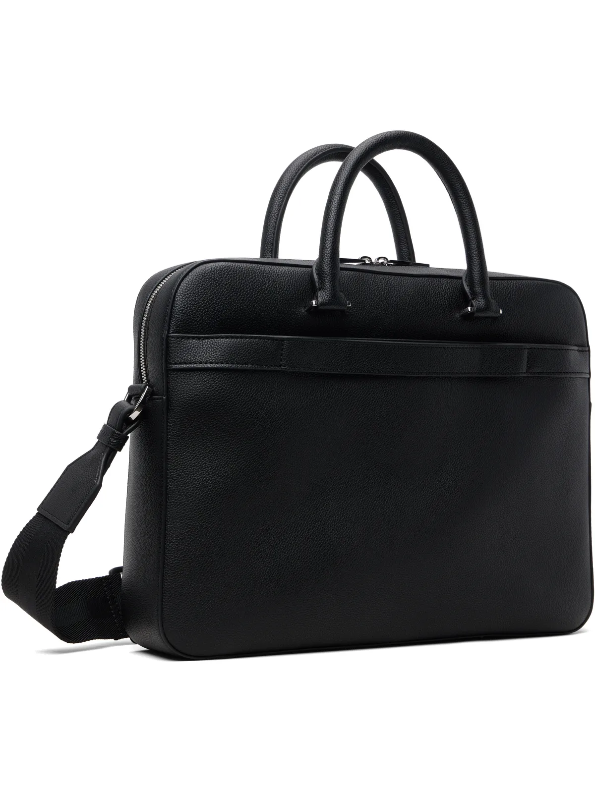 BOSS Signature Stripe Logo Leather ドキュメント ブリーフケース - 画像3