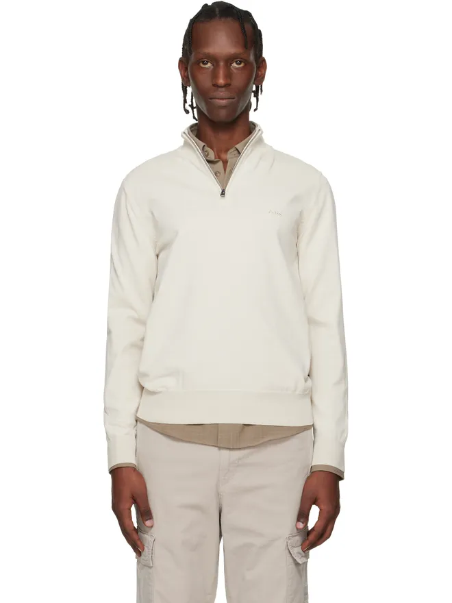 BOSS BOSS Zip-Neck コットンニット プルオーバーの商品画像