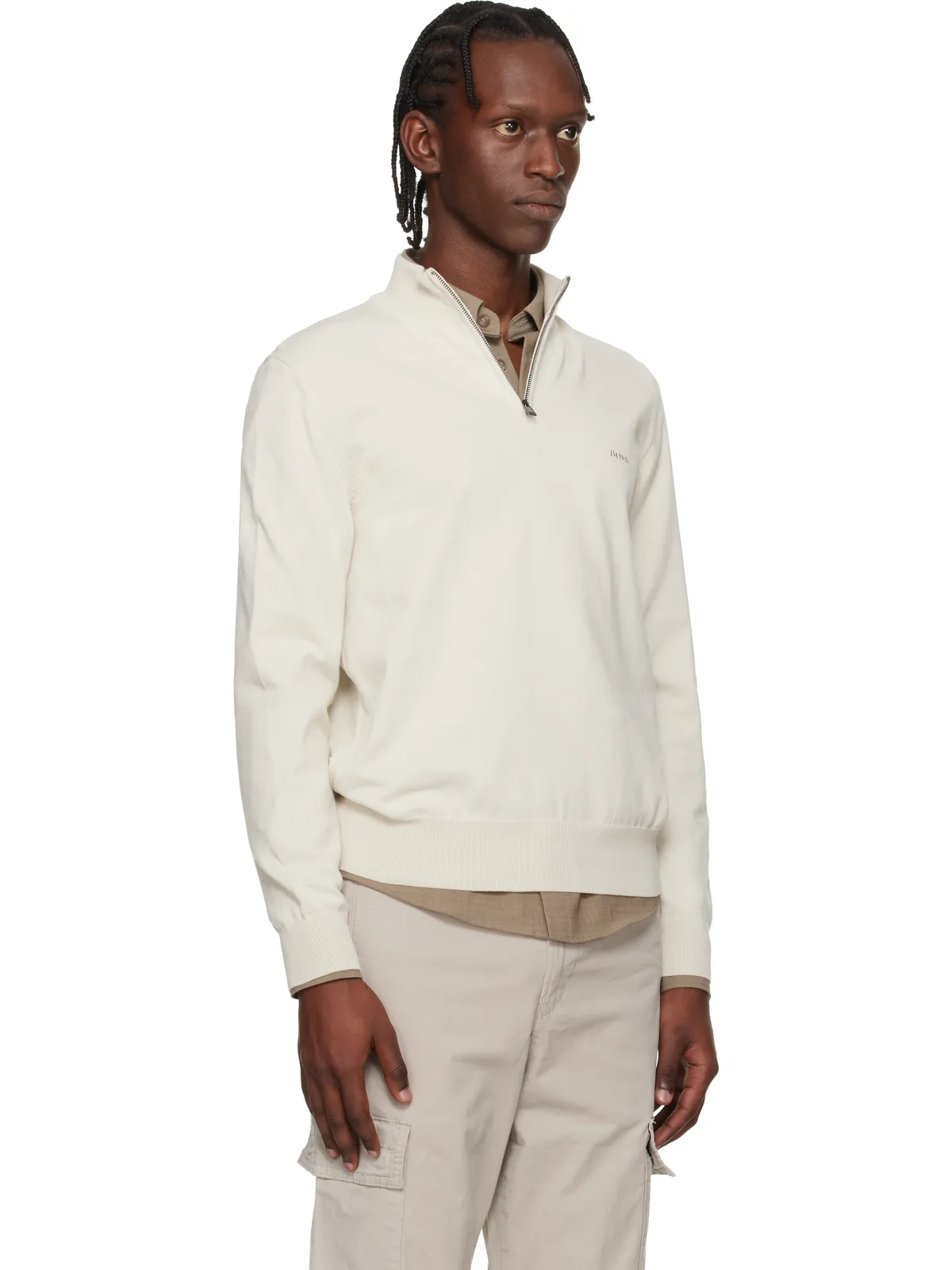 BOSS Zip-Neck コットンニット プルオーバー - 画像2
