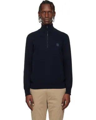 BOSS Zip-Neck コットン＆カシミヤ セーター - サムネイル1