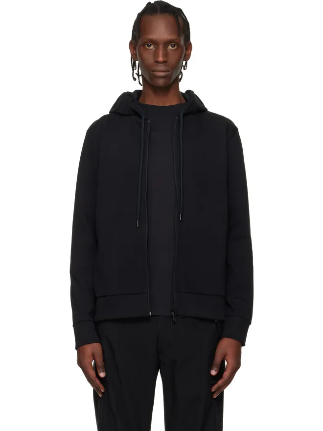 BOSS BOSS ストレッチコットン ロゴ ディテール ジップアップフーディの商品画像
