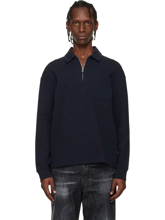 BOSS BOSS Zip-Neck コットンブレンド ポロシャツの商品画像