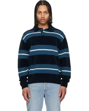 BOSS Block Stripes コットンブレンド ニットポロシャツ - サムネイル1