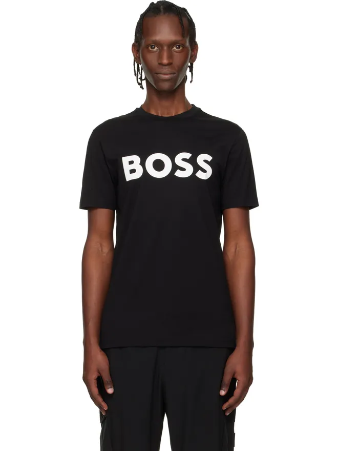 BOSS BOSS ラージ ロゴプリント コットンジャージ Tシャツの商品画像