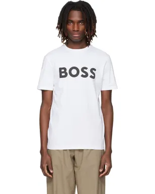 BOSS コットンジャージ ラージロゴプリント Tシャツ - サムネイル1