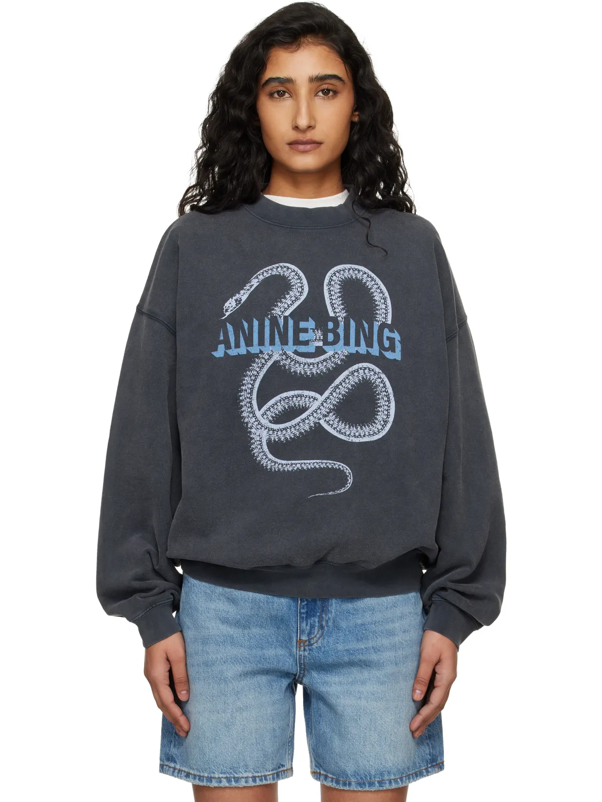 ANINE BING Harvey Crew Snake スウェットシャツ - 画像1