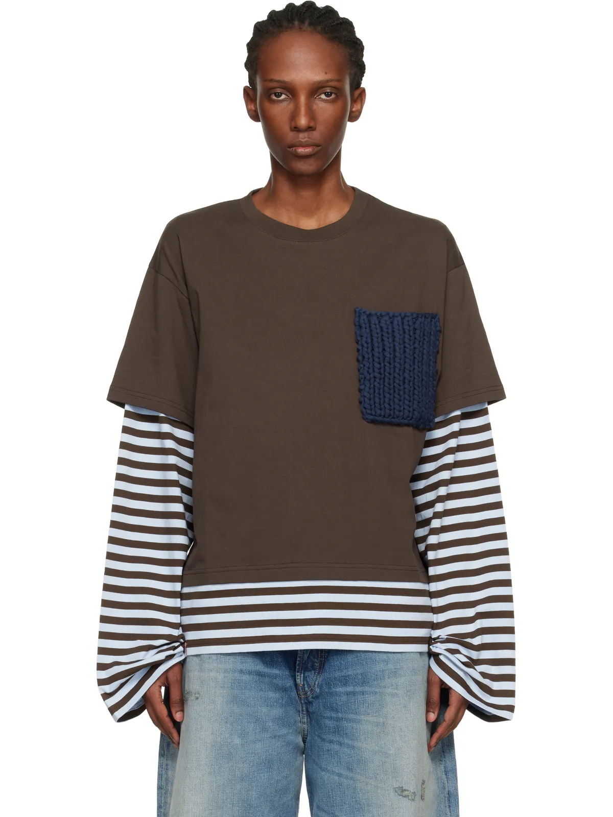 Charles Jeffrey LOVERBOY Knit Patch 2-In-1 長袖Tシャツ - 画像1