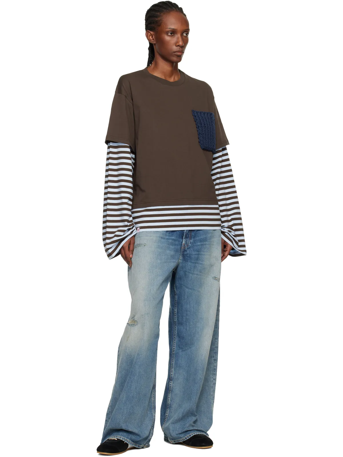 Charles Jeffrey LOVERBOY Knit Patch 2-In-1 長袖Tシャツ - 画像4